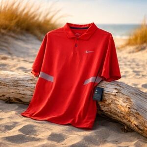 Nike Vibrant Red Polo with Gray Accents 2XL NWT $65 MSRP